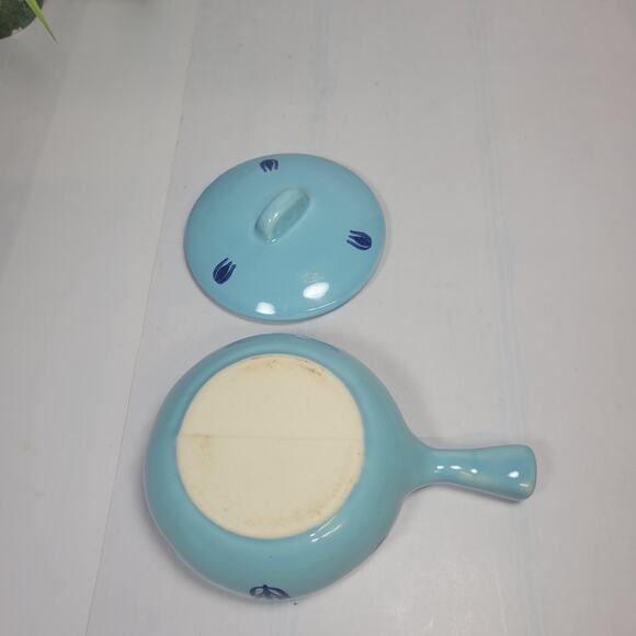 Vintage Cameron/Cronin Pottery Individual French Casserole Dutch Blue Tulip - Picture 4 of 4
